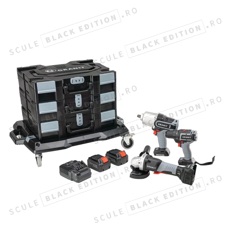 Set scule cu acumulator Granit Black Edition