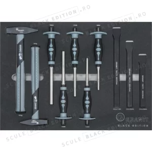 Set de insertie pentru ciocan si dalta Granit Black Edition