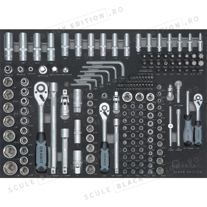 Set insertii chei tubulare - inch Granit Black Edition - imagine 2