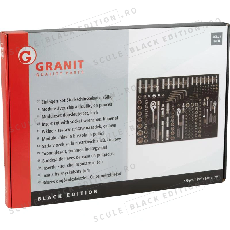 Set insertii chei tubulare - inch Granit Black Edition
