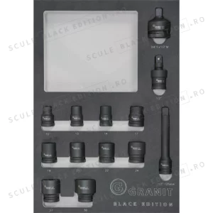 Set insertii capat cheie tubulara de imp Granit Black Edition