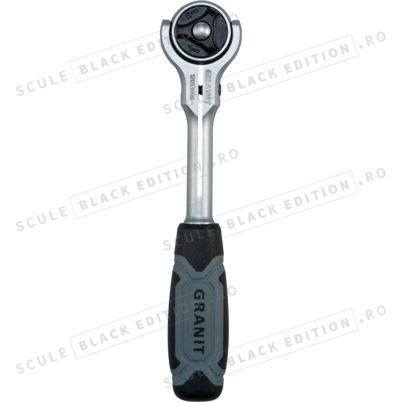 Clichet reversibil de 1/4" - 90 de dinti - cu cap pivotant Granit Black Edition