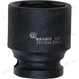 Capat cheie tubulara impact - hexagonala - scurta - 30 mm - 1/2" Granit Black Edition