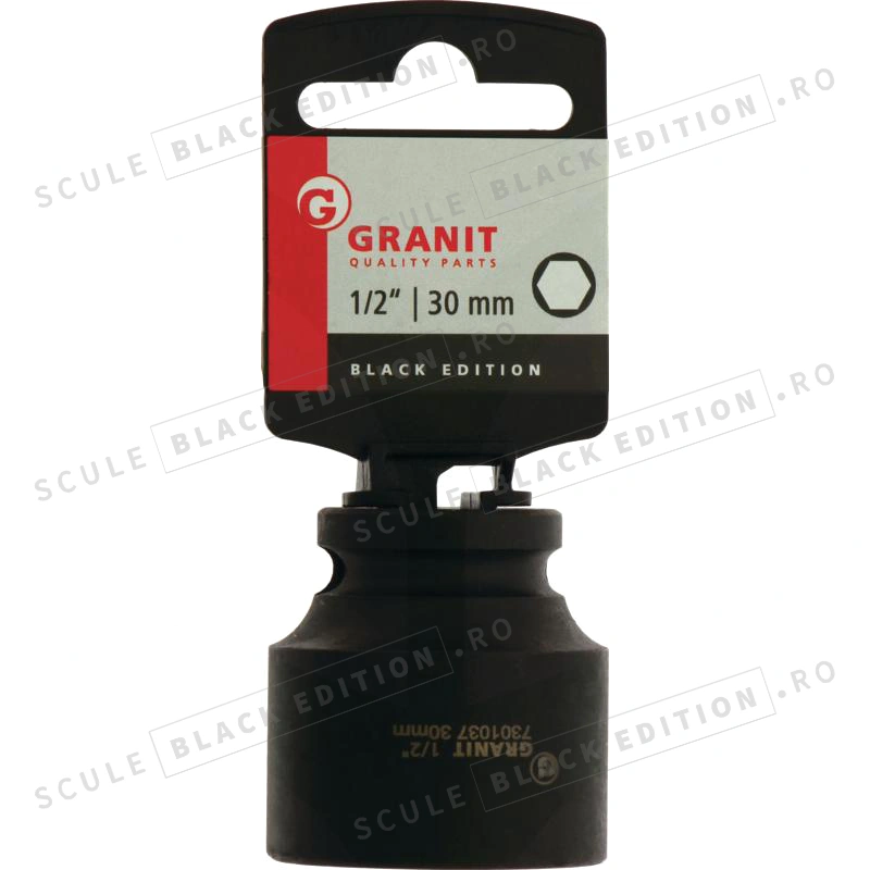 Capat cheie tubulara impact - hexagonala - scurta - 30 mm - 1/2" Granit Black Edition - imagine 2