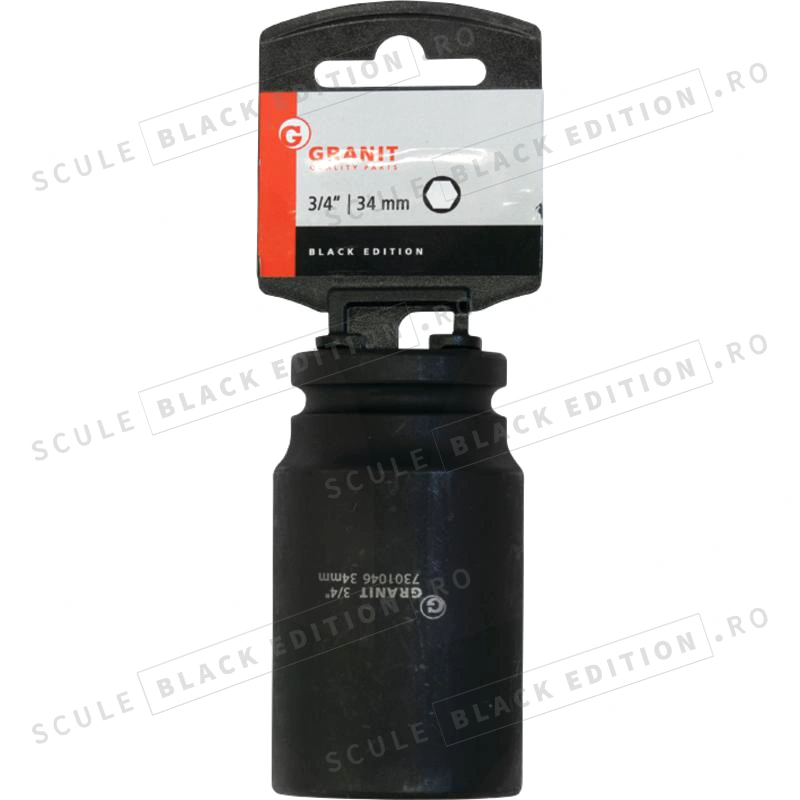 Capat cheie tubulara impact - hexagonala - lunga - 34 mm - 3/4" Granit Black Edition