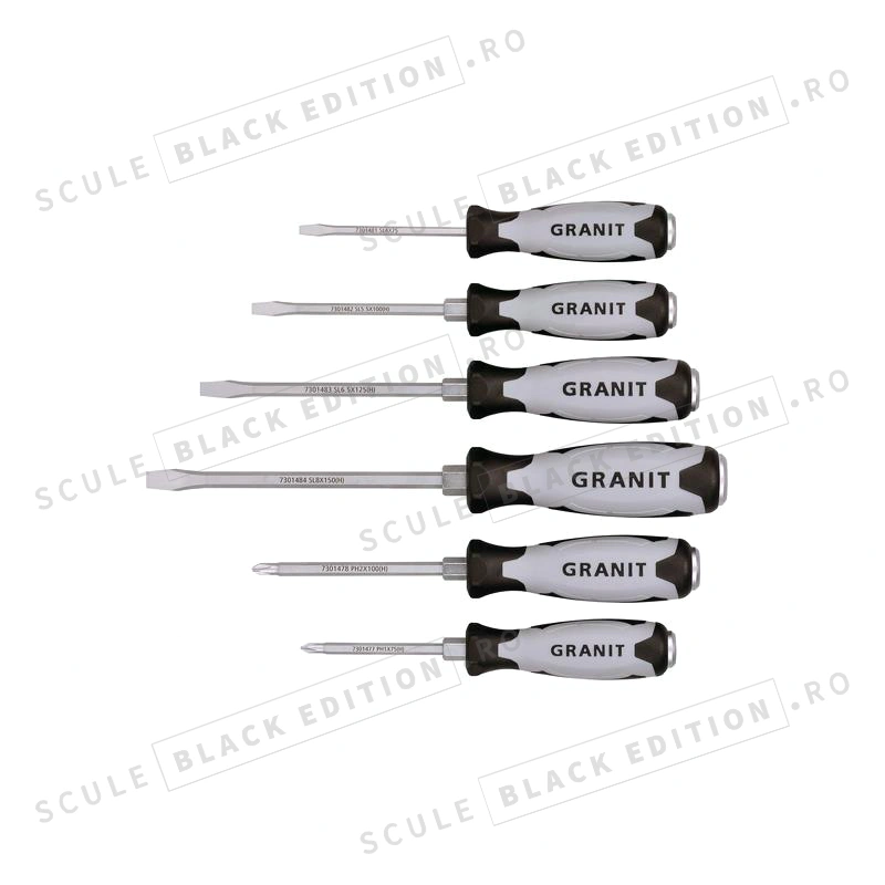 Set de surubelnite cu capac de impact - 6 buc. Granit Black Edition