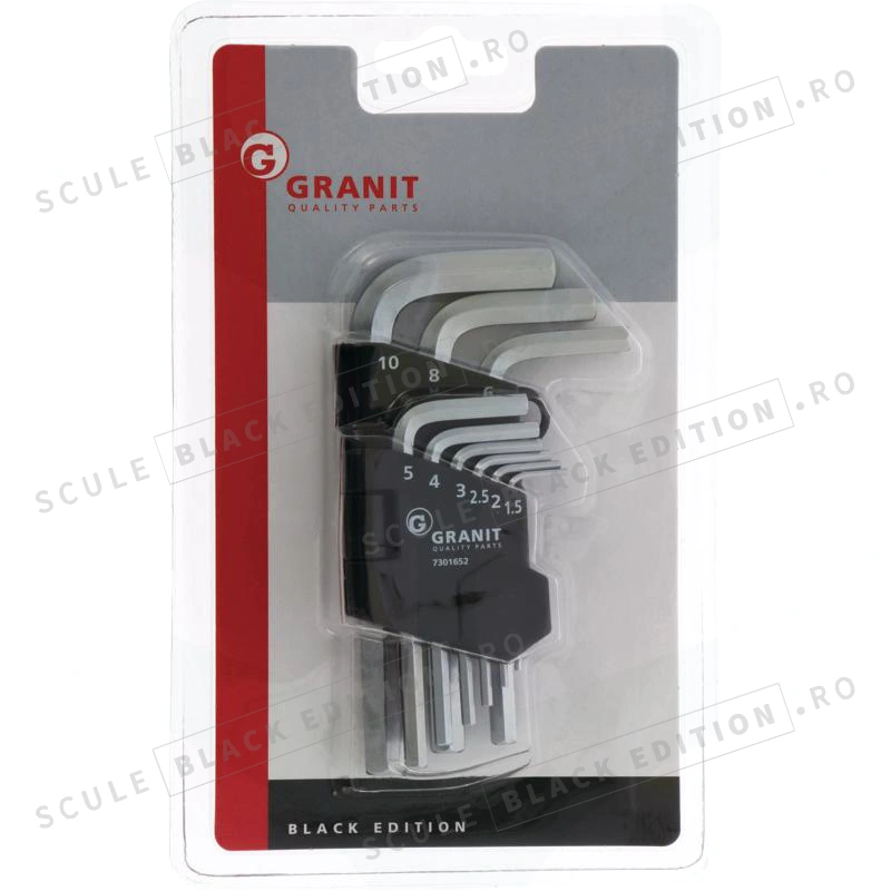 Set chei imbus - versiune scurta - 9 buc. Granit Black Edition - imagine 2