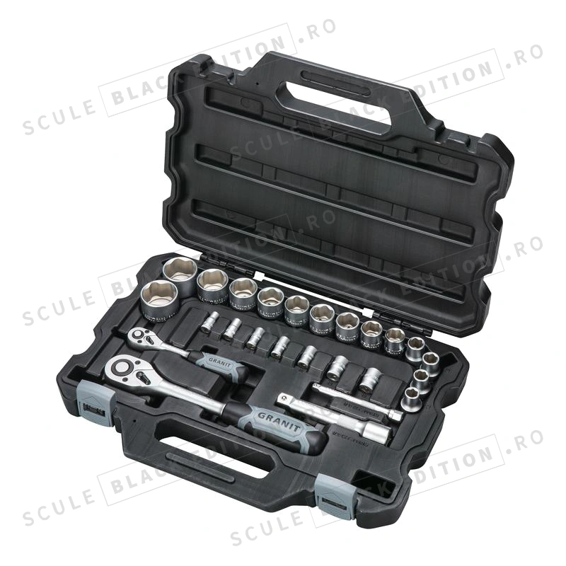Set chei tubulare - 1/4" - 1/2" - HeavyGrip Granit Black Edition