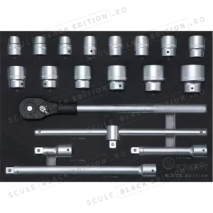 Set insertii chei tubulare 3/4" - 19 buc. Granit Black Edition